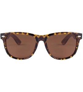 Wayfarer Wooden Sunglasses Zebra Wood Sunglasses With Speckled Havana Brown Frame and Brown Polarized Lens - CT18IEGC4EW $51.79