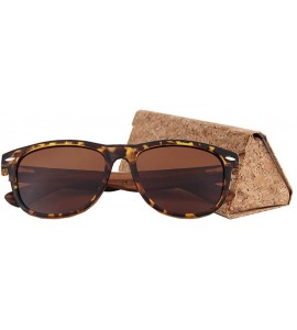 Wayfarer Wooden Sunglasses Zebra Wood Sunglasses With Speckled Havana Brown Frame and Brown Polarized Lens - CT18IEGC4EW $51.79