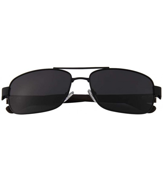 Cat Eye Real Wood Polarized Sunglasses - Ebony Wood Slim Aviators With Smoke Black Lenses - CK1949Q5QM6 $50.83