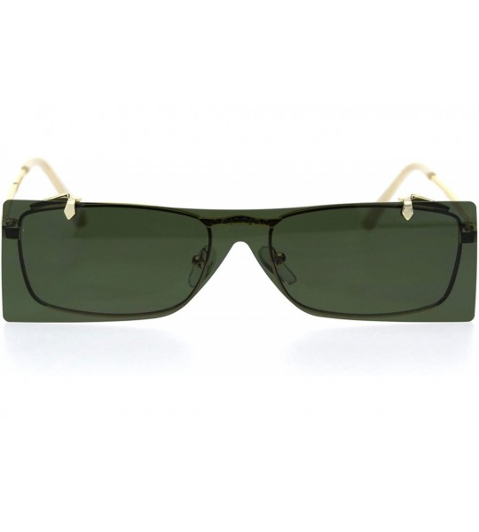 Shield Unisex Funky Shield Flip Up Retro Rectangular Victorian Sunglasses - Gold Green - C518TUZ5C97 $27.14