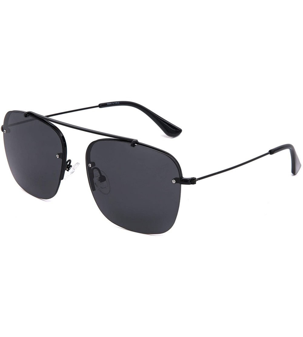 Rectangular Polarized Sunglasses Navigator Rectangular Designer - Ls1010 Black Frame (Glossy Finish) / Polarized Gray Lens - ...