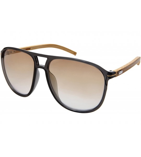 Aviator Oversized Wood Bamboo Sunglasses Men Women Bamboo Aviator 541088BM - CJ18C4OUR2L $26.97