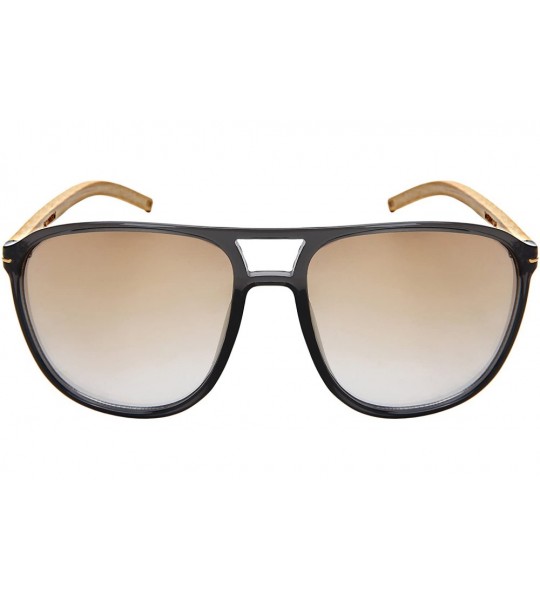 Aviator Oversized Wood Bamboo Sunglasses Men Women Bamboo Aviator 541088BM - CJ18C4OUR2L $26.97