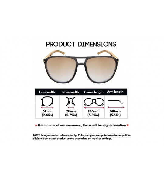 Aviator Oversized Wood Bamboo Sunglasses Men Women Bamboo Aviator 541088BM - CJ18C4OUR2L $26.97