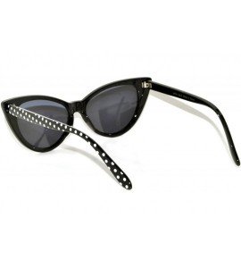 Cat Eye Women's Cateye Vintage Sunglasses UV400 - Black White Dots Frame / Smoke Lens - CM124KE9VWV $17.13