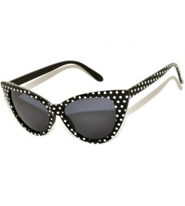 Cat Eye Women's Cateye Vintage Sunglasses UV400 - Black White Dots Frame / Smoke Lens - CM124KE9VWV $17.13