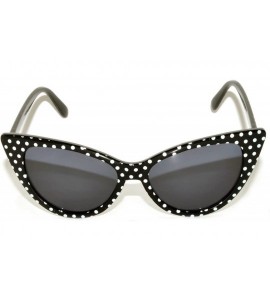 Cat Eye Women's Cateye Vintage Sunglasses UV400 - Black White Dots Frame / Smoke Lens - CM124KE9VWV $17.13