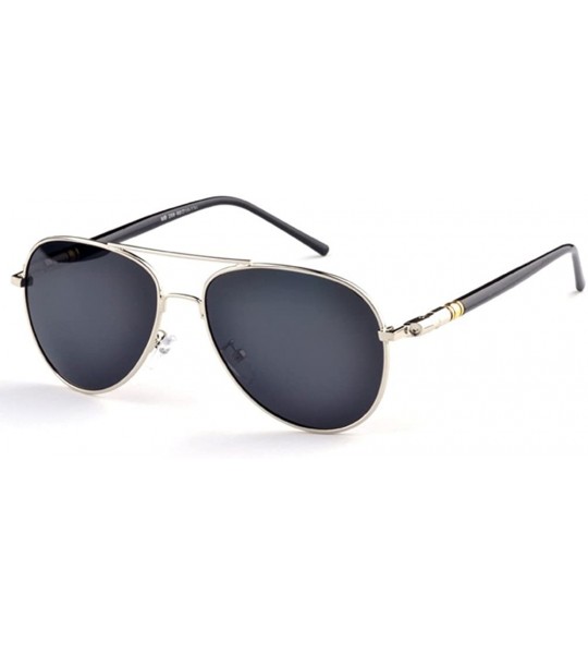 Oversized Men's driver traveling with polarized sunglasses - Silver/Black - CU11Z5IHKFH $34.00