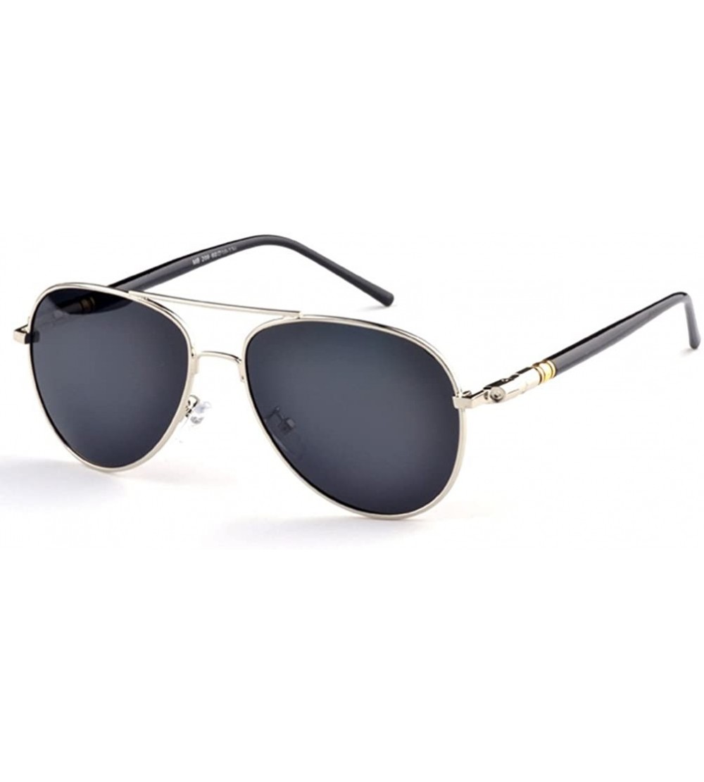 Oversized Men's driver traveling with polarized sunglasses - Silver/Black - CU11Z5IHKFH $34.00