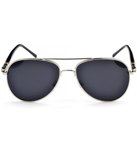 Oversized Men's driver traveling with polarized sunglasses - Silver/Black - CU11Z5IHKFH $34.00