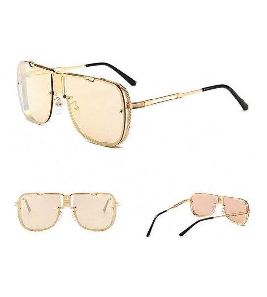 Square Square Men's Metal Frame Gold 2019 Designer Sunglasses Men's Driving Sunglasses - Champagne - C718ST36NMN $26.52
