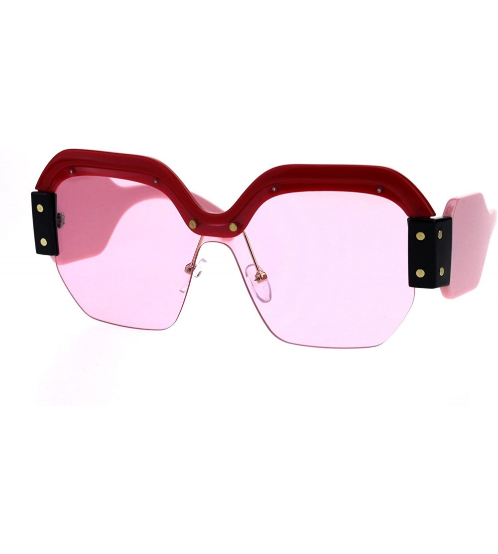 Rectangular Womens Robotic 80s Disco Funk Shield Trendy Sunglasses - Red Pink - C918EXM6EG9 $25.75