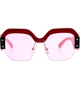 Rectangular Womens Robotic 80s Disco Funk Shield Trendy Sunglasses - Red Pink - C918EXM6EG9 $25.75