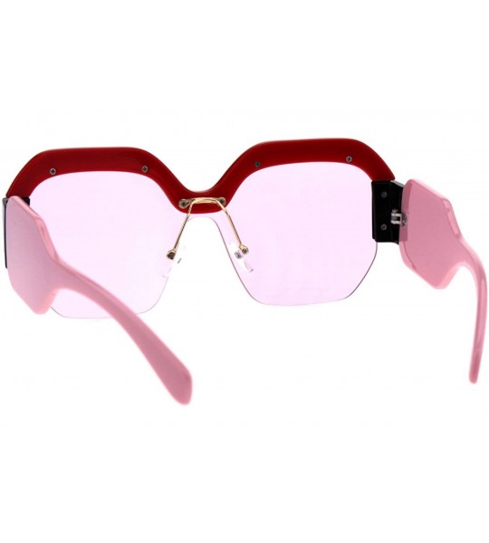 Rectangular Womens Robotic 80s Disco Funk Shield Trendy Sunglasses - Red Pink - C918EXM6EG9 $25.75