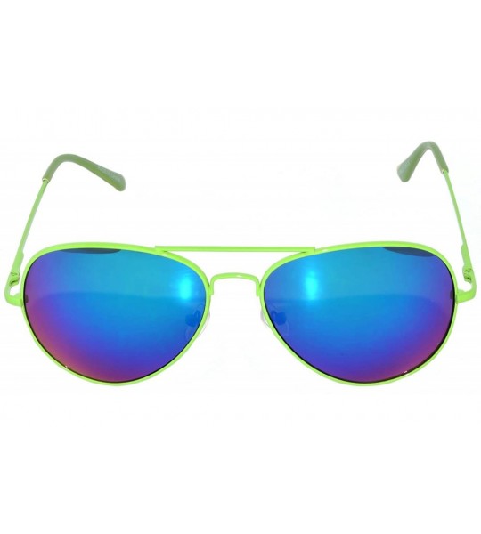 Aviator Classic Aviator Sunglasses Mirror Lens Colored Metal Frame with Spring Hinge - Green_mirror_lens - CE1223Q2F1R $17.51