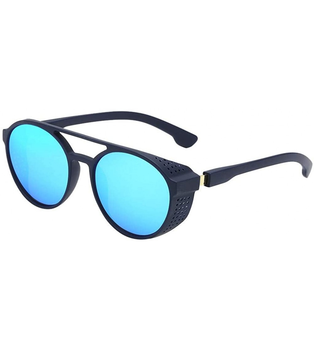 Square Men Vintage Eye Sunglasses Retro Eyewear Fashion Radiation Protection - Blue - CY190OKRA7I $20.79