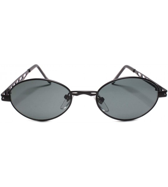 Oval Mens Classy Vintage Old Stock 90s Sun Glasses Oval Frame - Black - CV18U3HEEKI $24.77