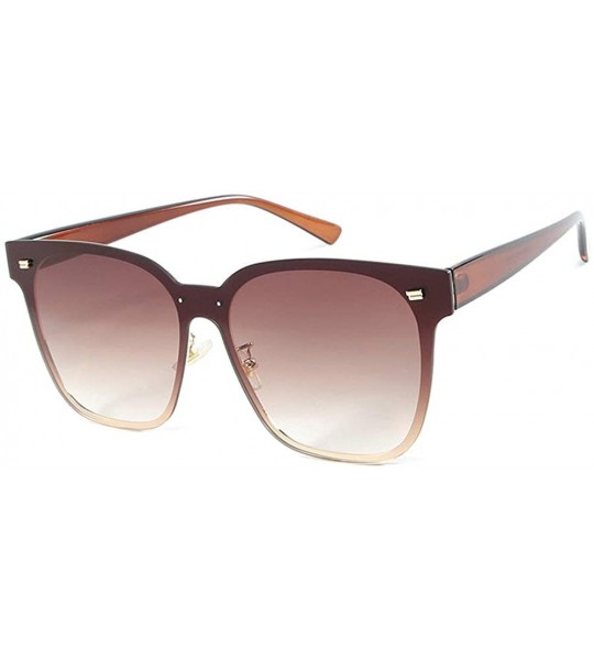 Square 2019 new one-piece lens fashion unisex brand trend designer sunglasses UV400 - Brown - CI18T44QNUU $24.96