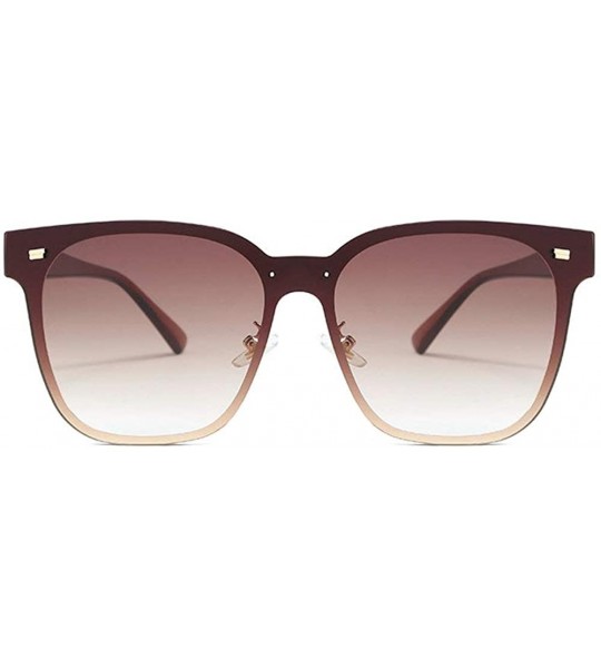 Square 2019 new one-piece lens fashion unisex brand trend designer sunglasses UV400 - Brown - CI18T44QNUU $24.96