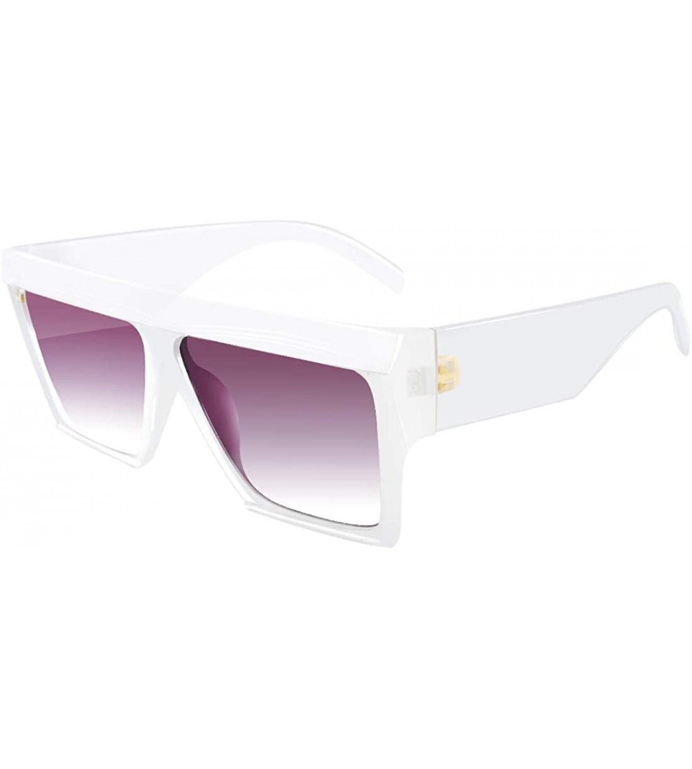 Aviator Oversized Flat Top Sunglasses for Women Men Square Designer Fashion Shades - CW18K3EYKE8 $27.30