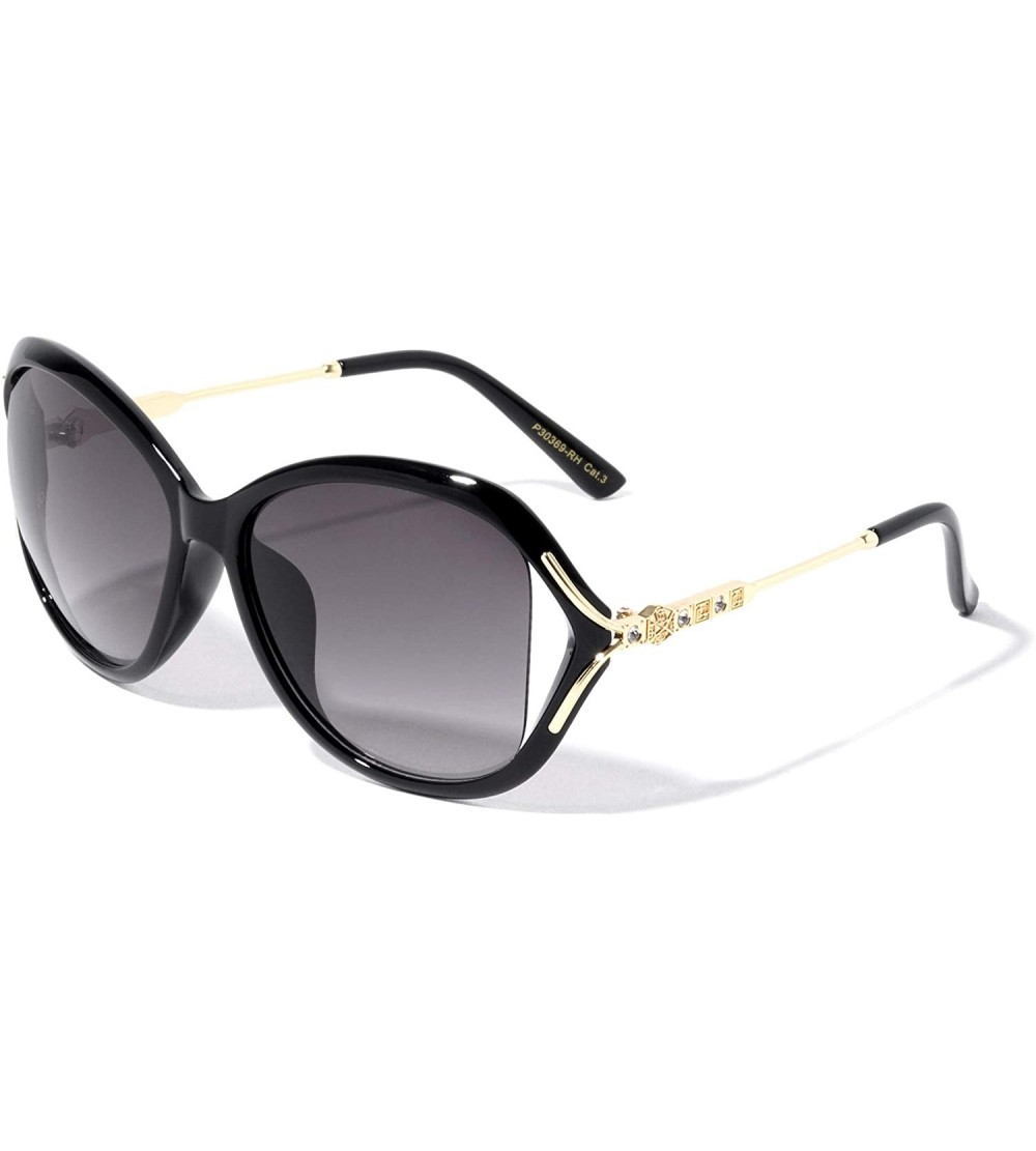 Butterfly Round Butterfly Rhinestone Designer Sunglasses - Smoke Gold - CX196ACWM4R $26.74