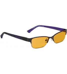 Semi-rimless Blue Blocking Computer Reading Glasses with Half-rim for Women - Black Purple - CR18GNMKZ5G $52.02