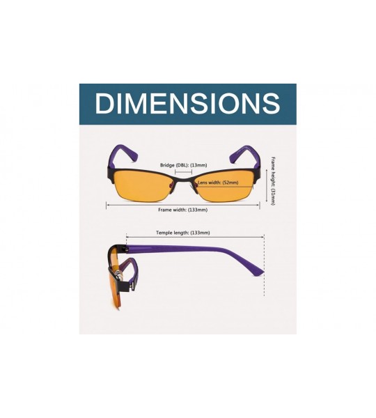 Semi-rimless Blue Blocking Computer Reading Glasses with Half-rim for Women - Black Purple - CR18GNMKZ5G $52.02