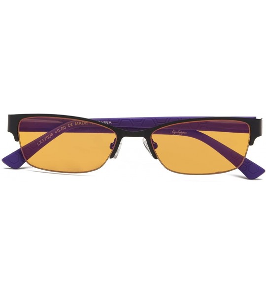 Semi-rimless Blue Blocking Computer Reading Glasses with Half-rim for Women - Black Purple - CR18GNMKZ5G $52.02