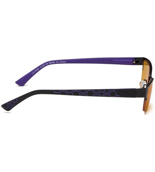 Semi-rimless Blue Blocking Computer Reading Glasses with Half-rim for Women - Black Purple - CR18GNMKZ5G $52.02