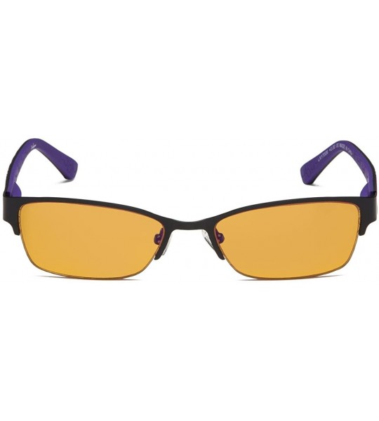 Semi-rimless Blue Blocking Computer Reading Glasses with Half-rim for Women - Black Purple - CR18GNMKZ5G $52.02