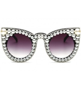 Oversized Women's Oversized Cat Eye Pearl Rhinestone UV protection Sunglasses(S278) - Pearl Rhinestone - CK183KZRMZ8 $33.87