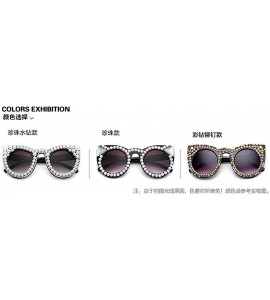 Oversized Women's Oversized Cat Eye Pearl Rhinestone UV protection Sunglasses(S278) - Pearl Rhinestone - CK183KZRMZ8 $33.87