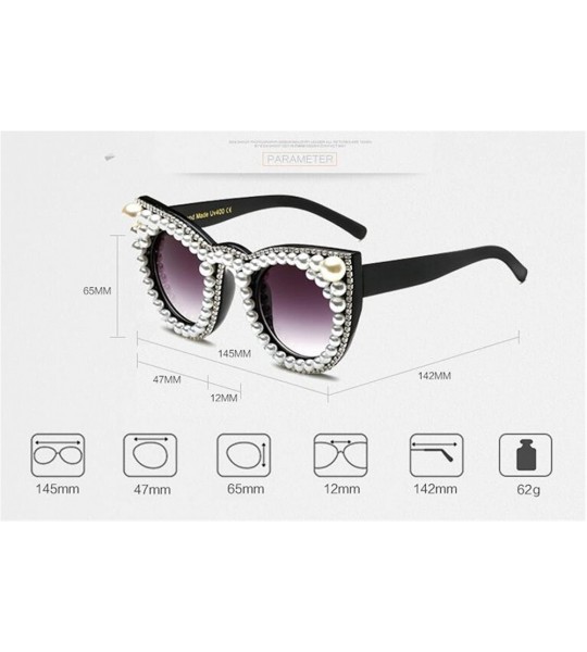 Oversized Women's Oversized Cat Eye Pearl Rhinestone UV protection Sunglasses(S278) - Pearl Rhinestone - CK183KZRMZ8 $33.87