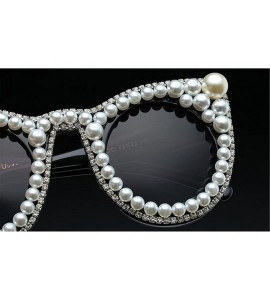 Oversized Women's Oversized Cat Eye Pearl Rhinestone UV protection Sunglasses(S278) - Pearl Rhinestone - CK183KZRMZ8 $33.87