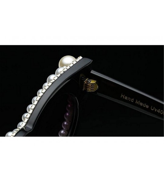 Oversized Women's Oversized Cat Eye Pearl Rhinestone UV protection Sunglasses(S278) - Pearl Rhinestone - CK183KZRMZ8 $33.87