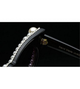 Oversized Women's Oversized Cat Eye Pearl Rhinestone UV protection Sunglasses(S278) - Pearl Rhinestone - CK183KZRMZ8 $33.87