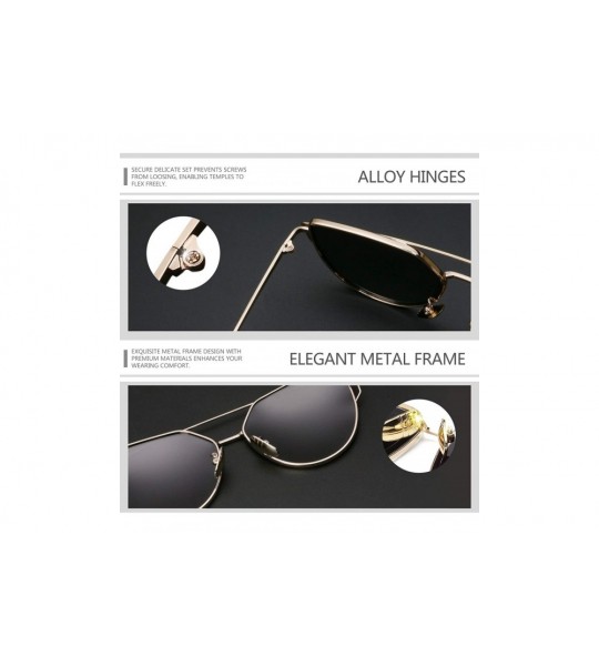 Oversized Cateye Sunglasses for Women - Metal Frame Flat Lens Womens Sunglasses Polarized - Black Frame Black Lens - CA12G4V8...