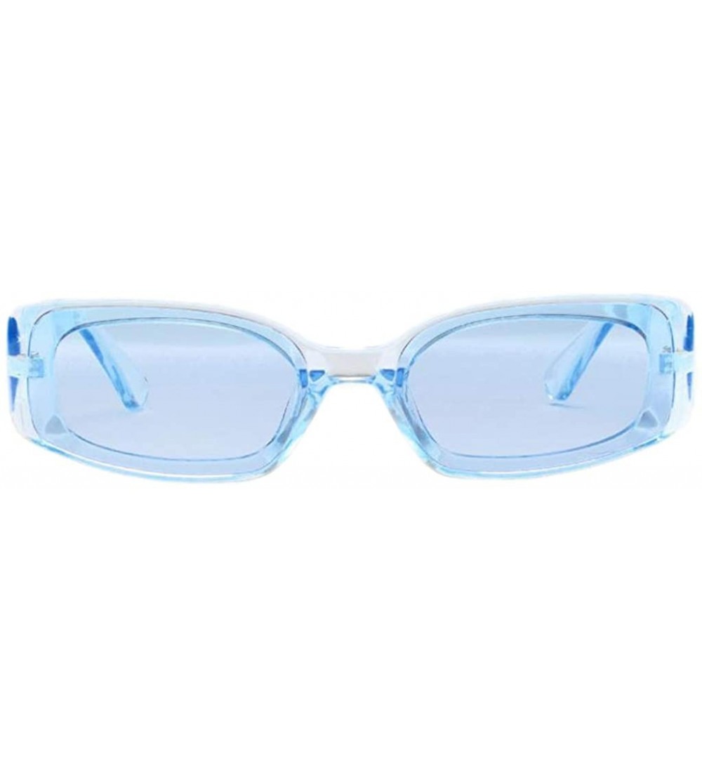 Square Square Frame Sunglasses Trendy Stylish Designer Shades For Unisex - Light Blue - C718A9E9OD0 $22.12