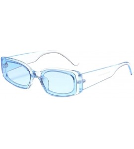 Square Square Frame Sunglasses Trendy Stylish Designer Shades For Unisex - Light Blue - C718A9E9OD0 $22.12