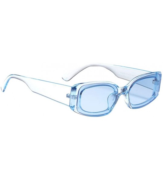 Square Square Frame Sunglasses Trendy Stylish Designer Shades For Unisex - Light Blue - C718A9E9OD0 $22.12