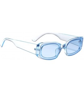 Square Square Frame Sunglasses Trendy Stylish Designer Shades For Unisex - Light Blue - C718A9E9OD0 $22.12