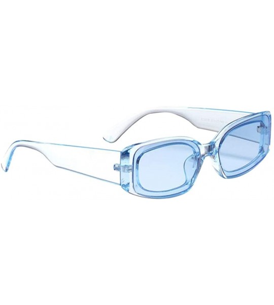 Square Square Frame Sunglasses Trendy Stylish Designer Shades For Unisex - Light Blue - C718A9E9OD0 $22.12