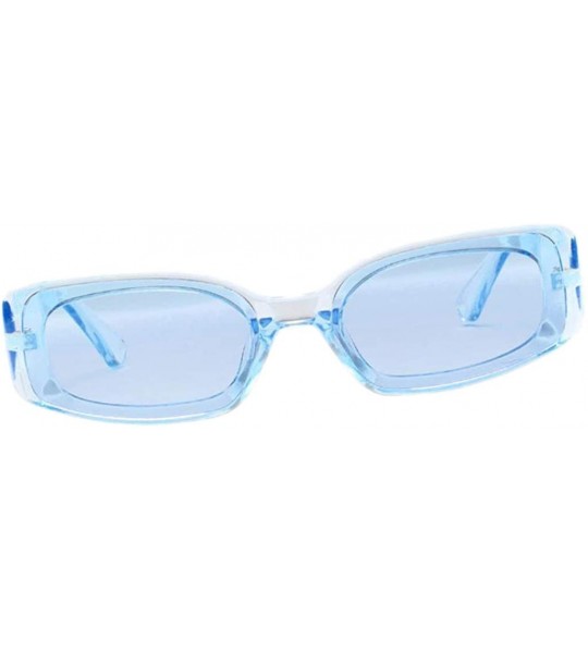 Square Square Frame Sunglasses Trendy Stylish Designer Shades For Unisex - Light Blue - C718A9E9OD0 $22.12