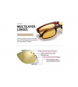 Rectangular Night-Driving Glasses for Men HD Polarized Yellow Lens 100% UVA/UVB Protection - CQ18Z9666QW $33.49