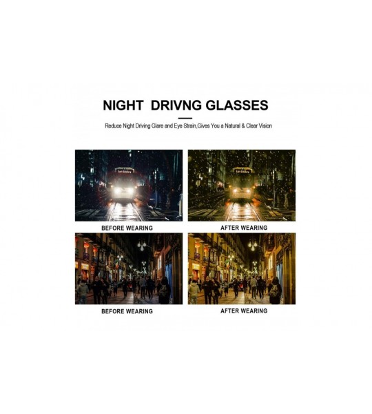 Rectangular Night-Driving Glasses for Men HD Polarized Yellow Lens 100% UVA/UVB Protection - CQ18Z9666QW $33.49