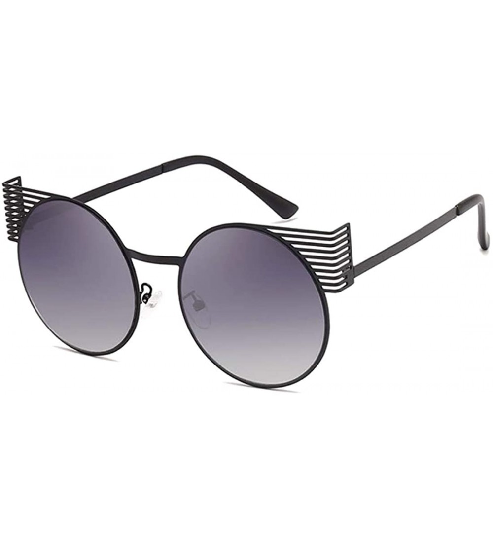 Oval Unisex Vintage Round Metal Frame Tinted Lenses Sunglasses UV400 - Black Gray - C518N92MU4I $19.00