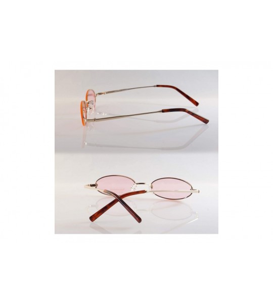 Rimless Rimless Tinted Flat Lens Slim Oval Round Retro Sunglasses A243 A244 - (Tinted) Pink - CJ18L5A4KA2 $25.92