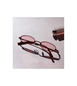 Rimless Rimless Tinted Flat Lens Slim Oval Round Retro Sunglasses A243 A244 - (Tinted) Pink - CJ18L5A4KA2 $25.92