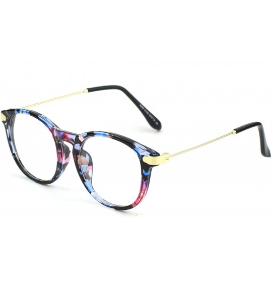 Oval Fashion Horn Rimmed Keyhole Metal Temple UV400 Clear Lens Glasses - Mixed a - CE17Z3CZ7R9 $18.47