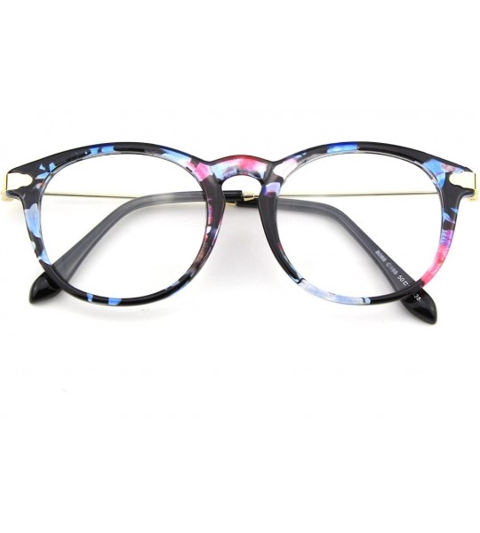 Oval Fashion Horn Rimmed Keyhole Metal Temple UV400 Clear Lens Glasses - Mixed a - CE17Z3CZ7R9 $18.47